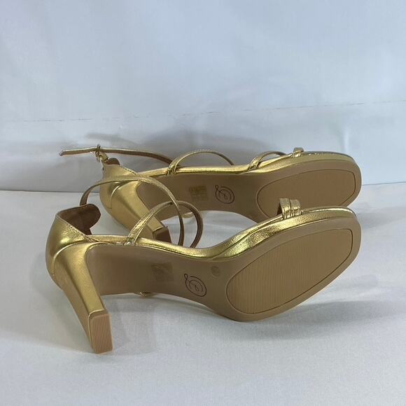 CHINESE LAUNDRY Women's Gold Metallic Taryn Strappy Square-Toe Sandals SZ 9 - Picture 9 of 12